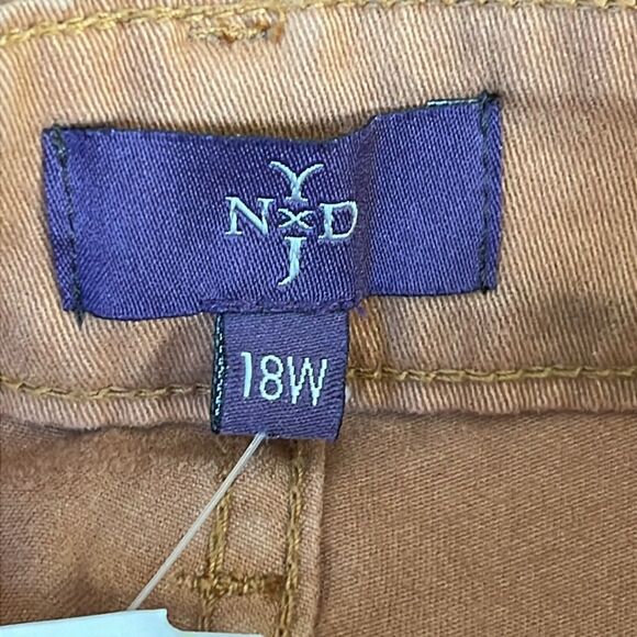 NYDJ Beat Leather Brown Jeans 18W Skinny - Picture 9 of 16